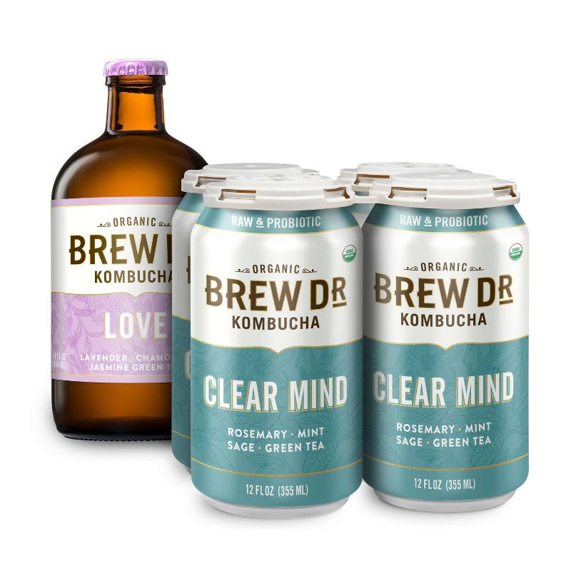 Brew Dr. Kombucha Clear Mind - 12 fl oz Cans/4pk