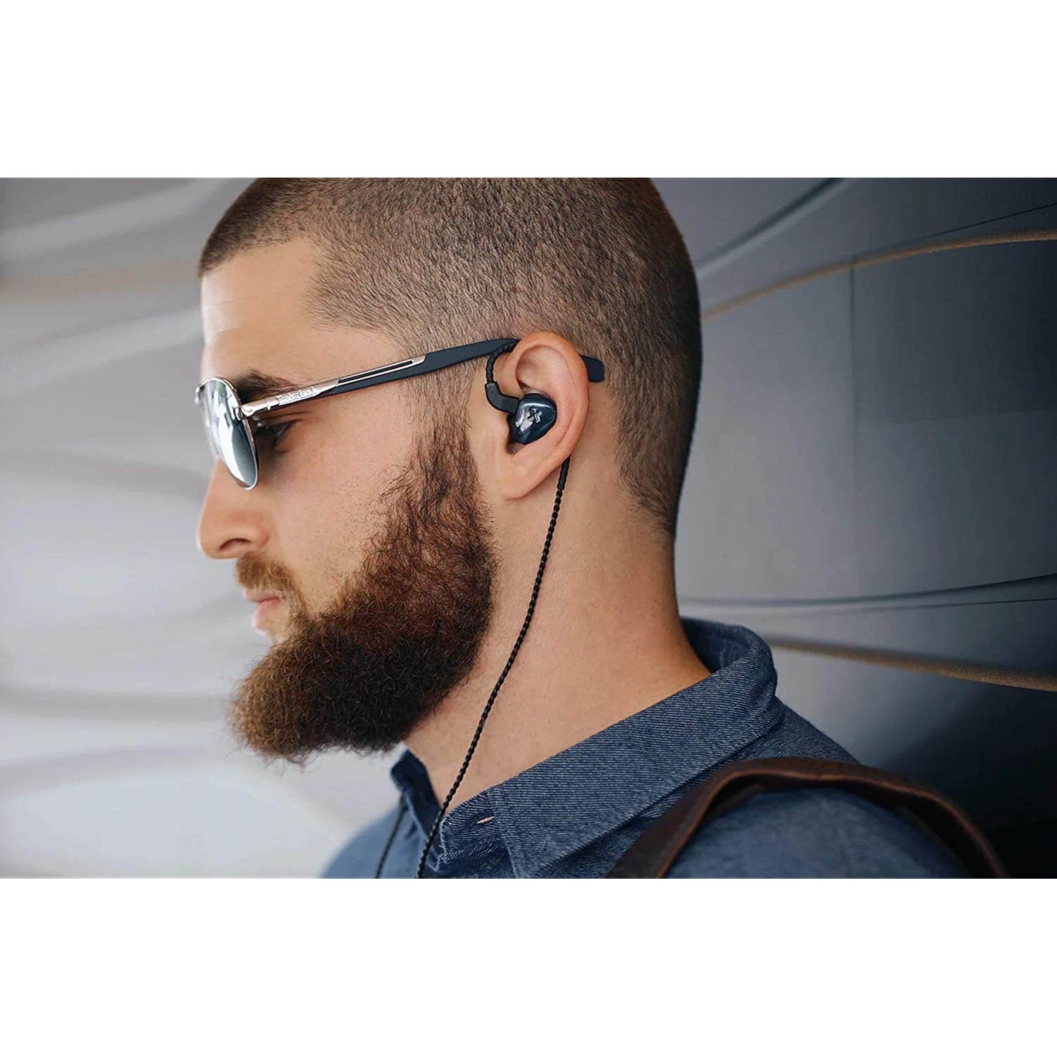 Massdrop x MEE Audio Planamic in-Ear Monitors - Planar Magnetic HiFi Headphones with Omnidirectional Microphone and Remote, Detachable Braided Cable, Over-Ear Style, Comply Silicon Ear Tips (Black)