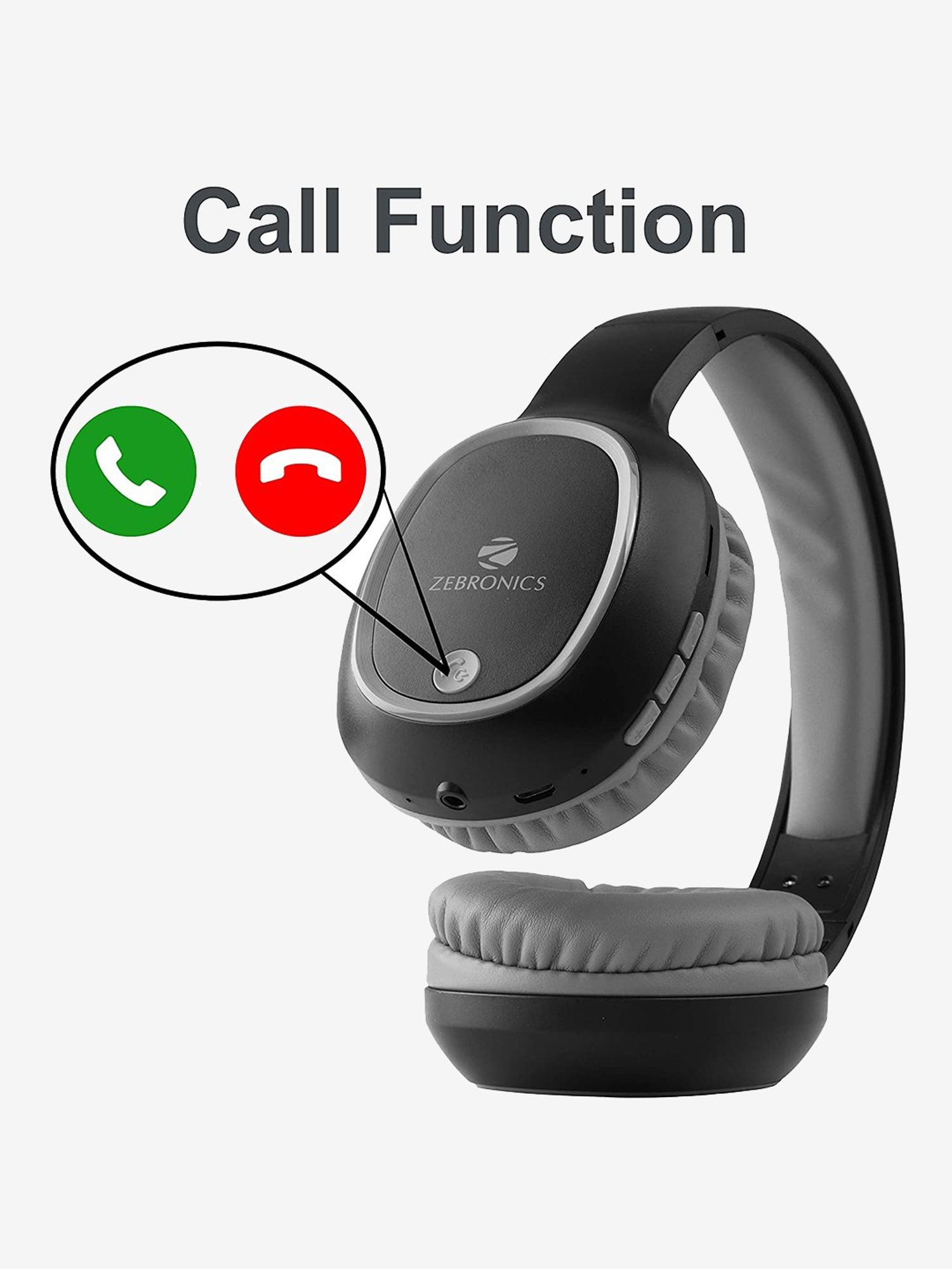 Zebronics Zeb-Thunder On The Ear Bluetooth Headphone with Mic (Black)