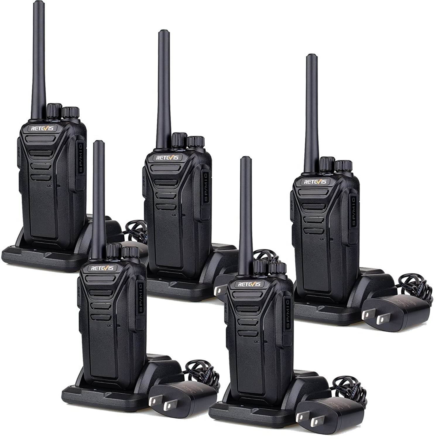 Retevis RT27 Walkie Talkies for Adults Rechargeable Long Range 2 Way Radio Anti Fall 22 CH VOX Two Way Radio(Black,5 Pack)