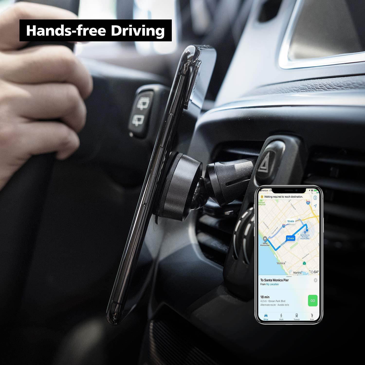 nonda ZUS Magnetic Car Mount, Air Vent Car Phone Holder, 360 Degree Adjustable, with Adhesive-Free Static Cling Sticker, High-Powered Magnets, Universal for iPhone Samsung LG Nexus Sony and More