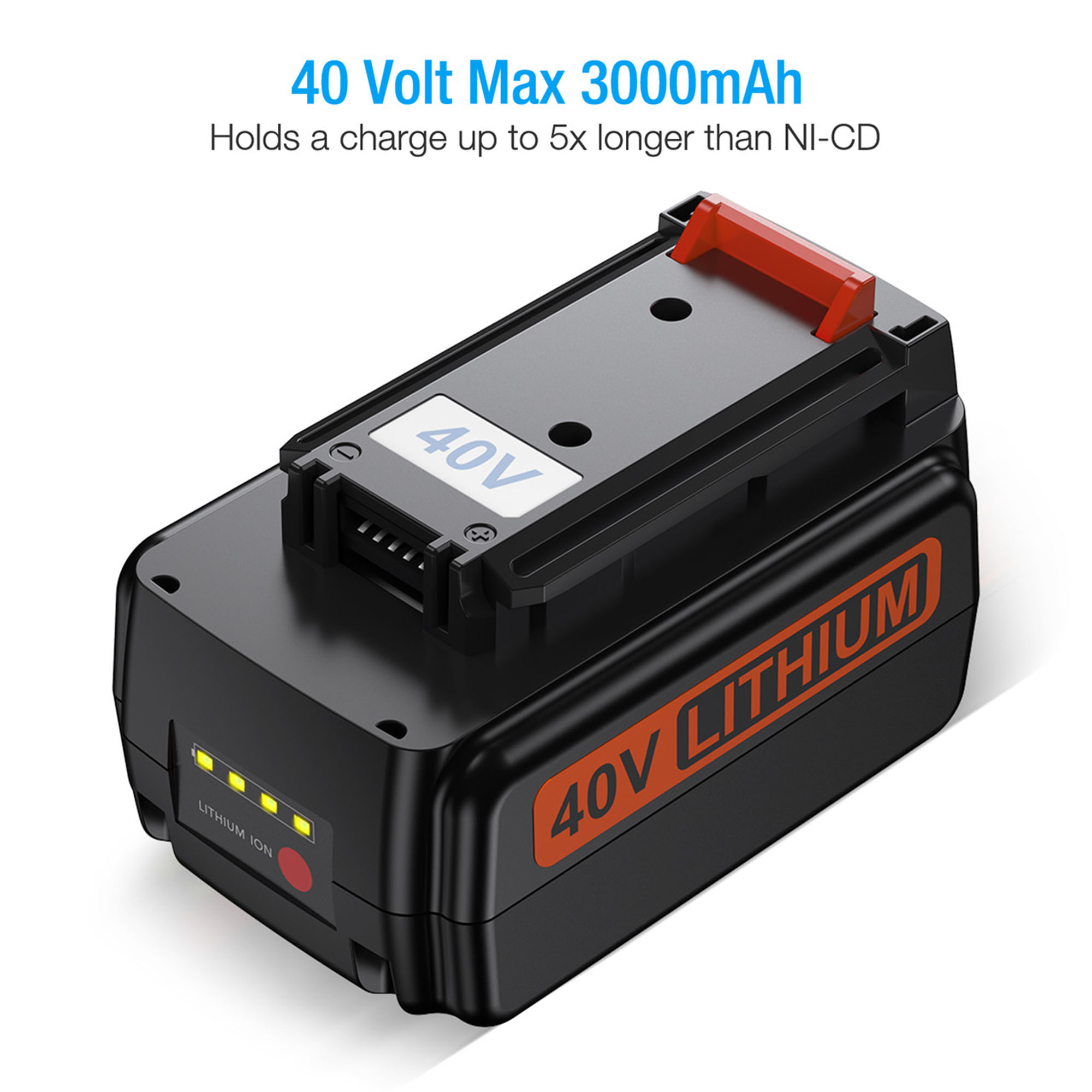 Powerextra 40 Volt MAX 3000mAh Replacement Battery for Black&Decker LBX2040 LBXR36 40V Power Tool Lithium ion Battery