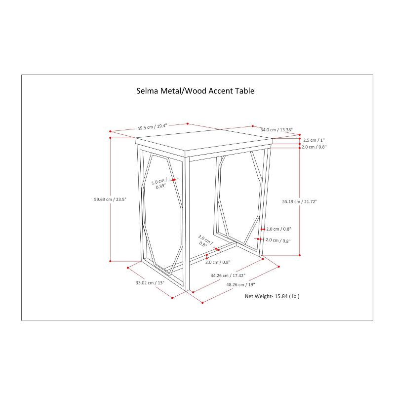13" Ebsen Metal and Wood Accent Table Natural/Gold - WyndenHall