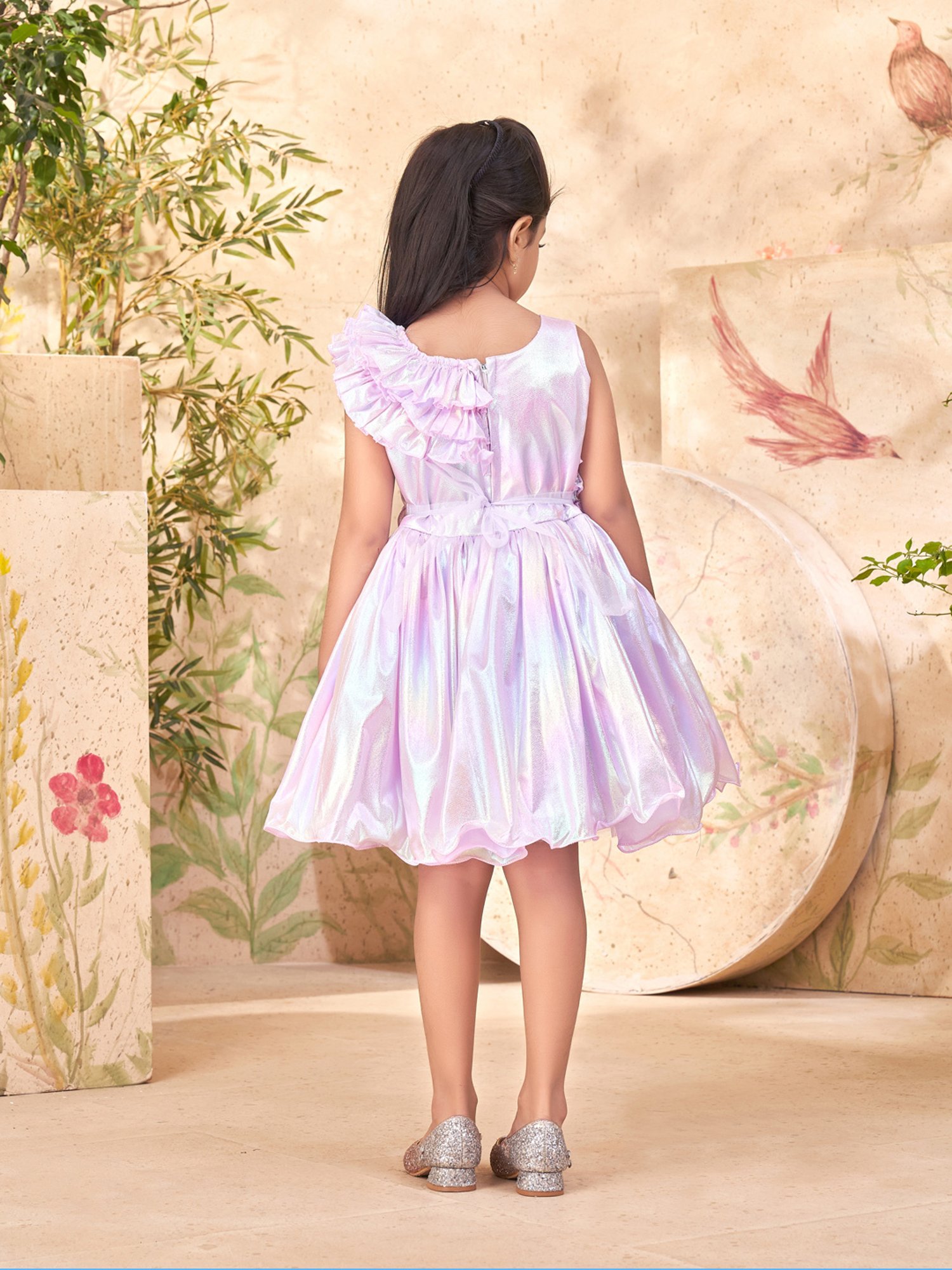 Peppermint Kids Black & White Printed Full Sleeves Dress