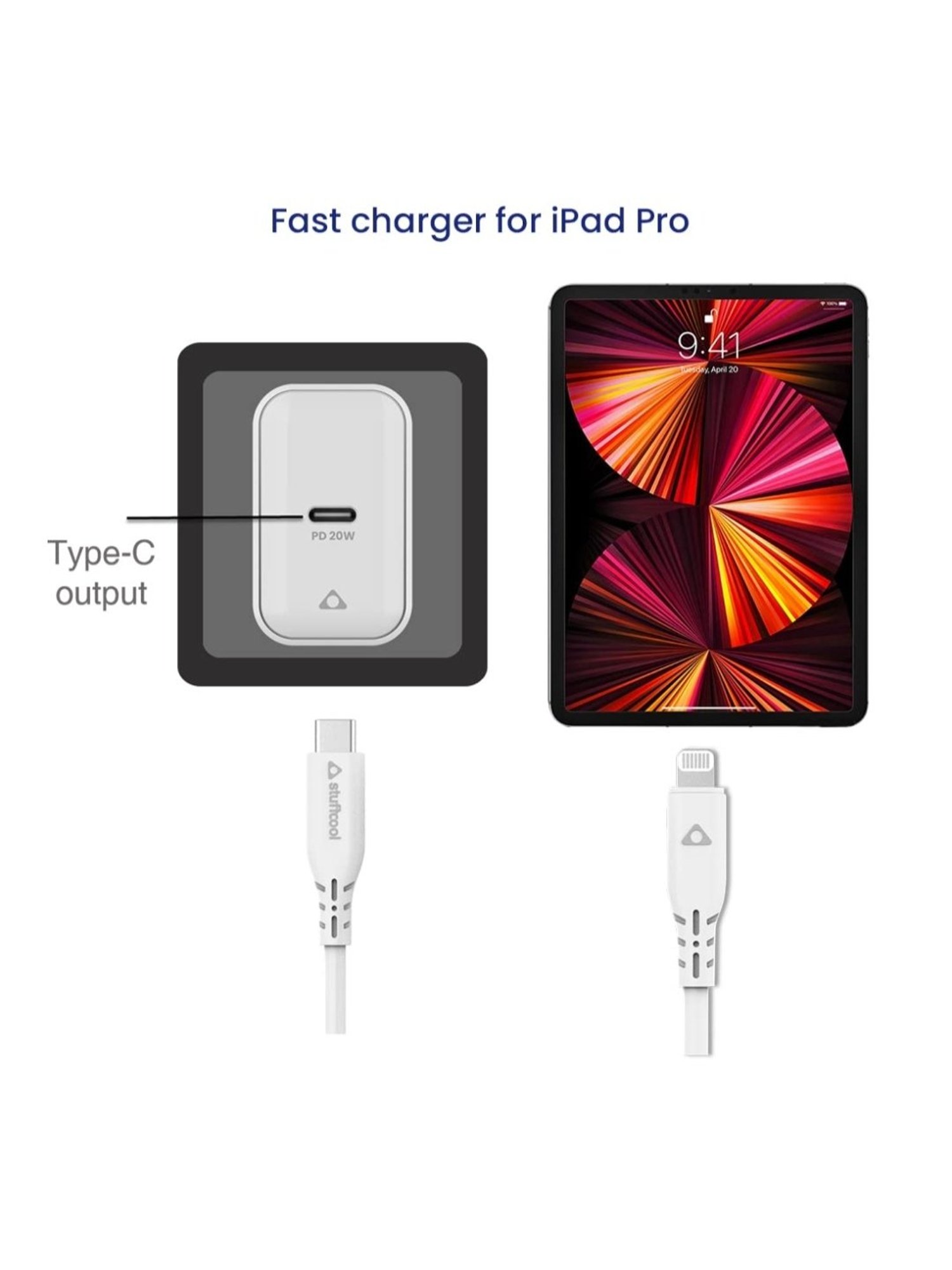 Stuffcool Flow PD20W Type C Wall Charger Wall Charger (White)