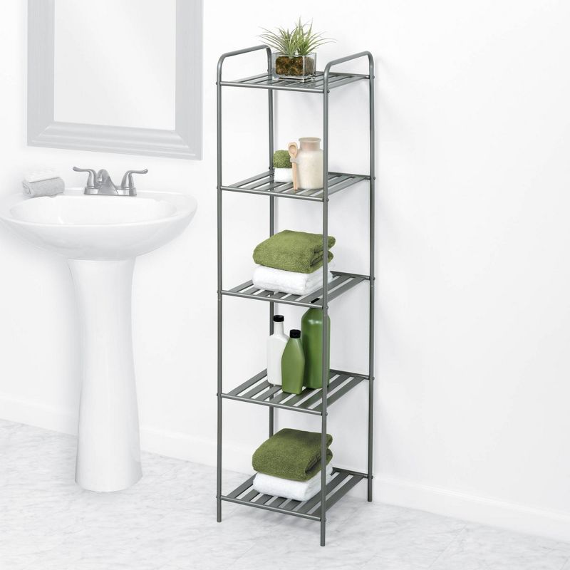 Slat Style Decorative Storage Shelf Brushed Nickel - Zenna Home