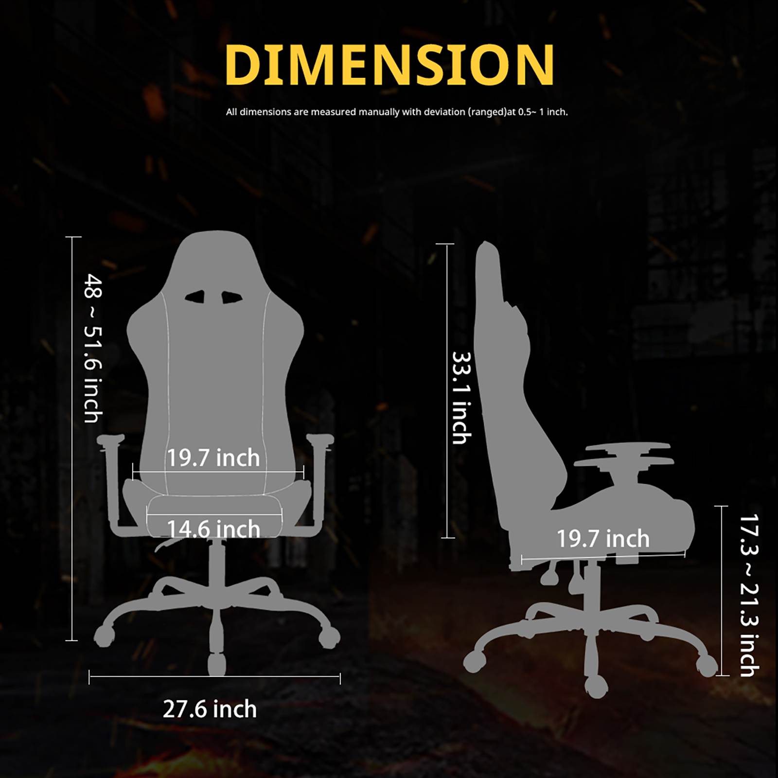 AMINITURE Gaming Chair Racing Style High Back Office Chair Seat Computer Game Chair Height Adjustment Swivel Recliner with Headrest and Lumbar Support