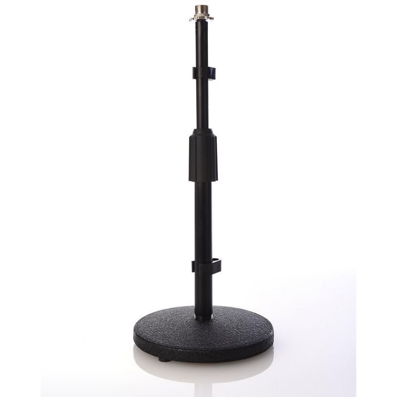 LyxPro Desktop Microphone Stand, 9&rdquo;- 14&rdquo; Adjustable Height Desk Mic Holder, Weighted Cast Iron Base, 3/8" - 5/8" adapter screw, Table Top Non slip Rubber Feet