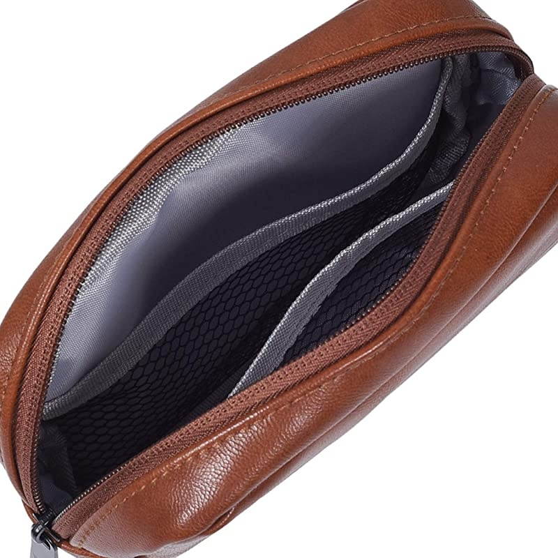 ElectronicsAccessories Soft Carrying Bag Travel Gadget Organizer Bag for Cords USB Cables SD Cards MP3 Player Hard Drive Power Bank Mouse OutGoing Business Travel Yellow Leather