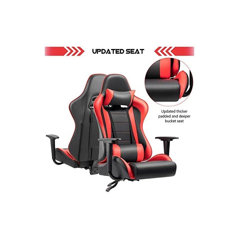 Gaming Chair High-Back PU Leather Racing Chair Ergonomic Computer Desk Executive Home Office Chair with Headrest and Lumbar Support (Blue)