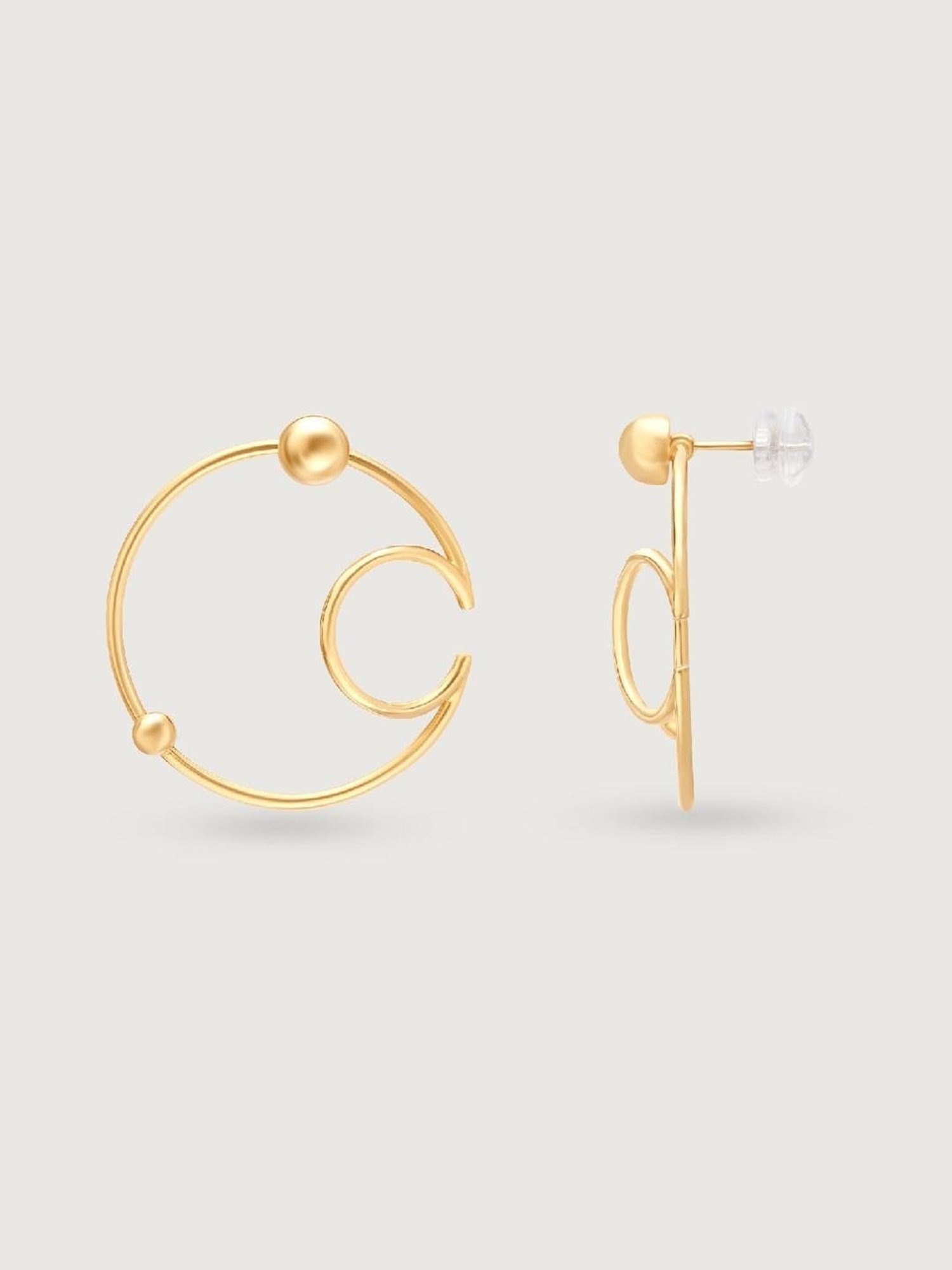 Mia by Tanishq Starship Sparklers 14k Yellow Gold Orbit-Inspired Stud Earring