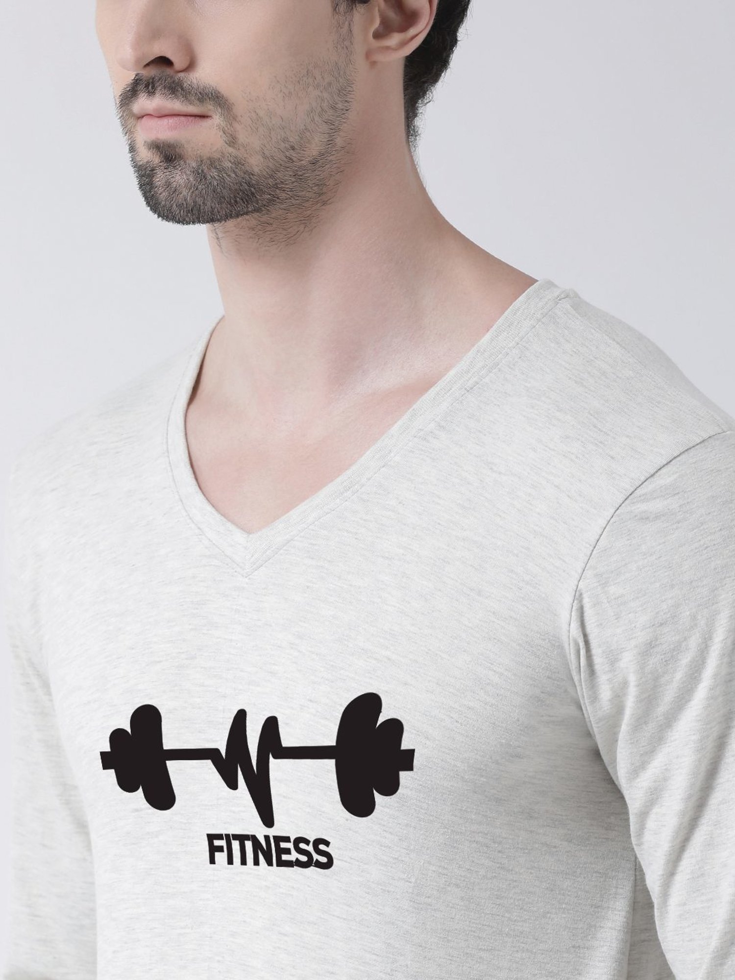 Friskers Grey Cotton Slim Fit Printed T-Shirt
