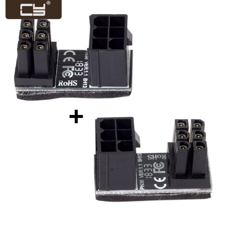 CY ATX 6Pin Female to 6pin Male 180 Degree AngledPower Adapter for Desktops Graphics Card PW-008