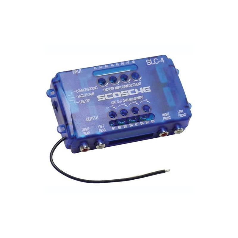 SLC4 Car Stereo Speaker 4-Channel Audio Lineout Converter/OEM Amplifier Adapter with Adjustable Level Controls