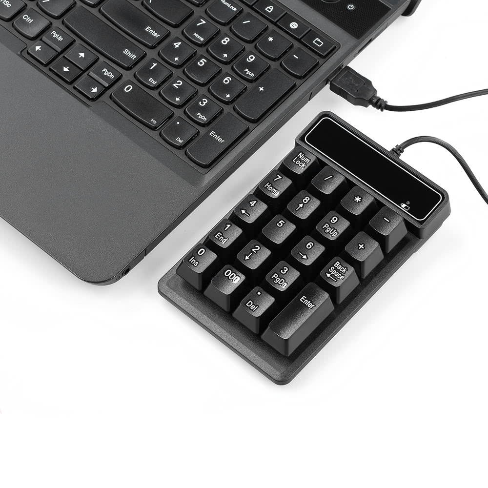 USB Wired Numeric Keypad Mechanical Feel Number Pad Keyboard 19 Keys Water-proof for Laptop Desktop PC Notebook