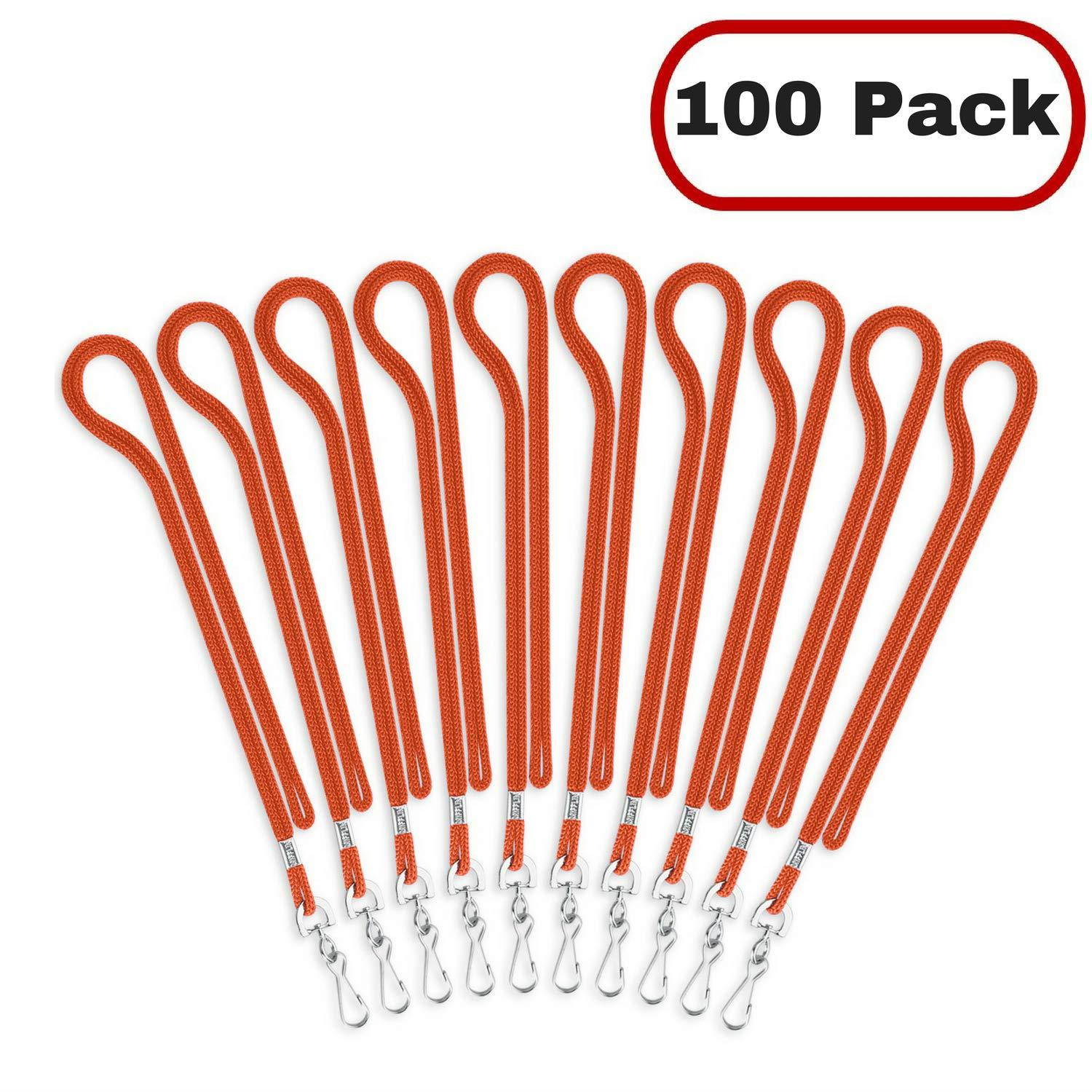 MIFFLIN Bulk Lanyards for ID Name Badge Holder (Orange Non-Breakaway, 100 Pack)