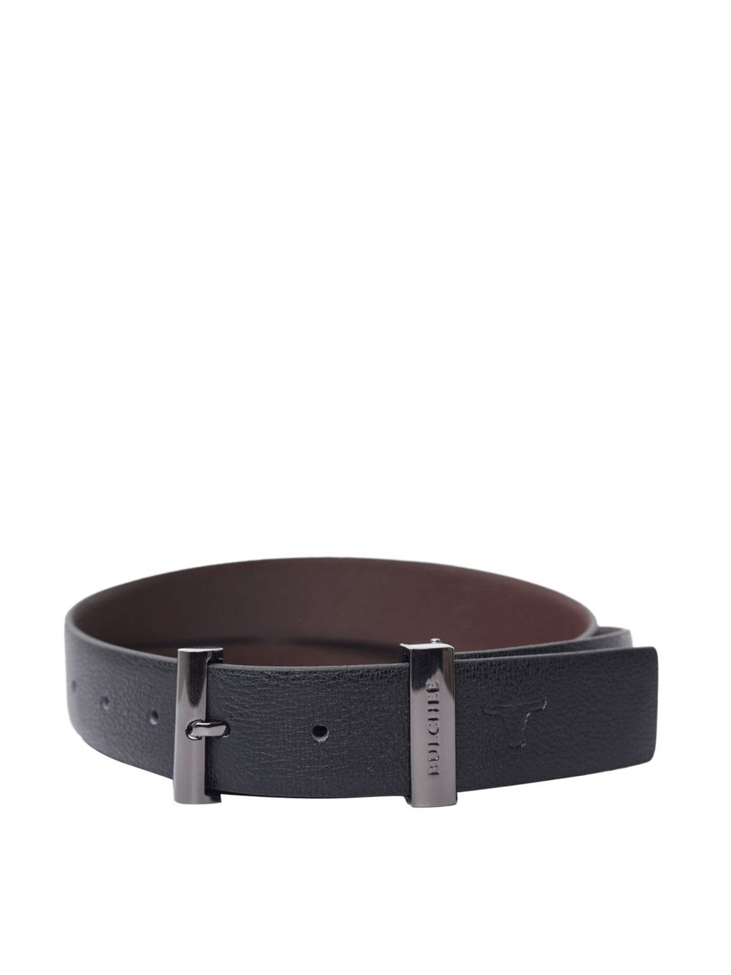 Bulchee Black & Brown Leather Solid Reversible Belt