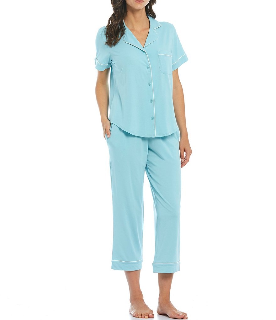 Cabernet Solid Jersey Knit Cropped Coordinating Pajama Set