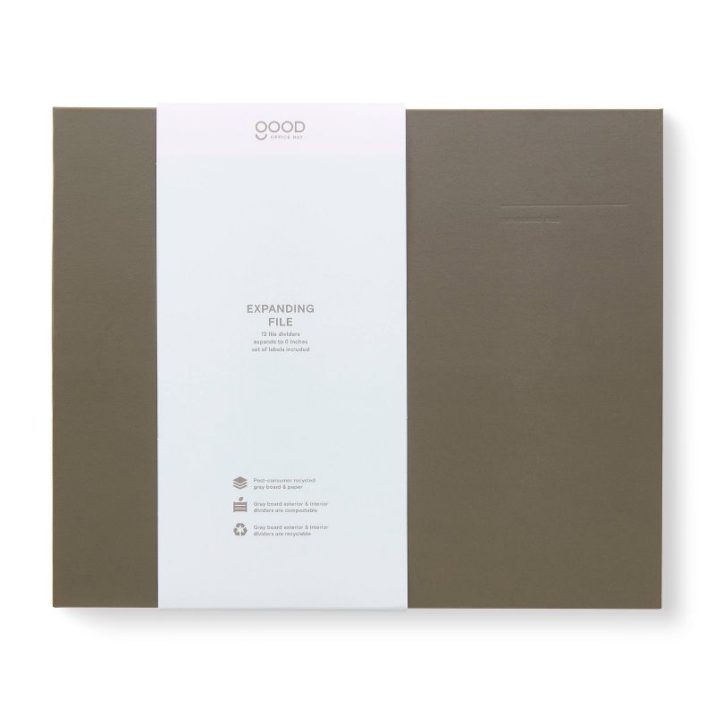 Expanding File with 12 Dividers and Labels Charcoal - Good Office Day