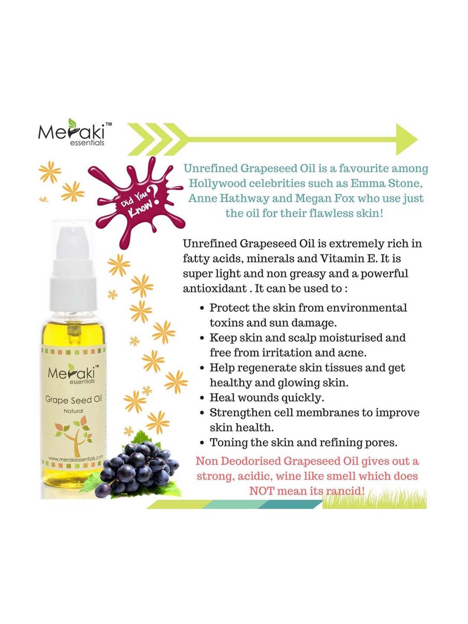 Meraki Essentials Grapeseed Natural Oil - 50 ml