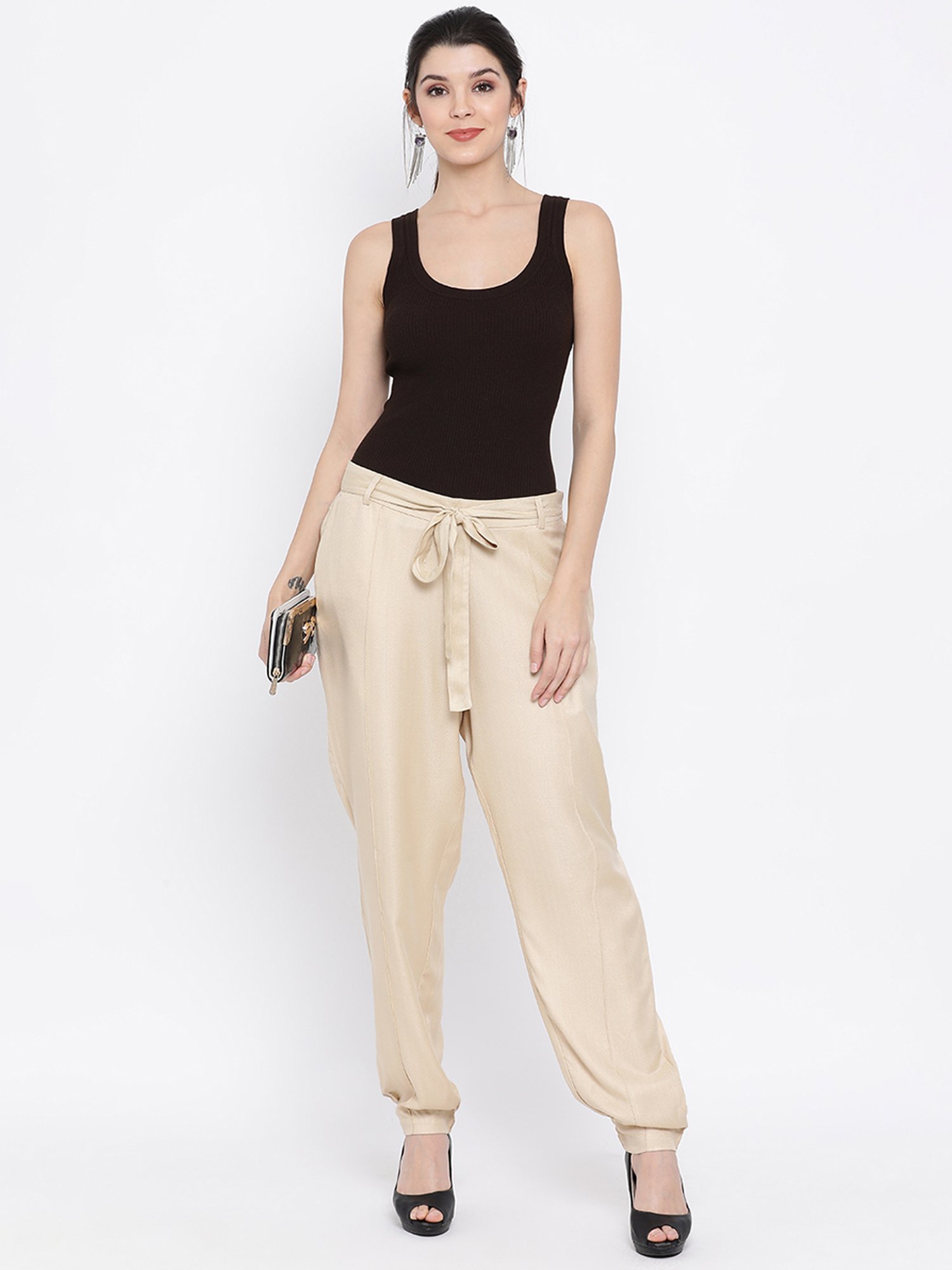 Rooted Beige Mid Rise Pants