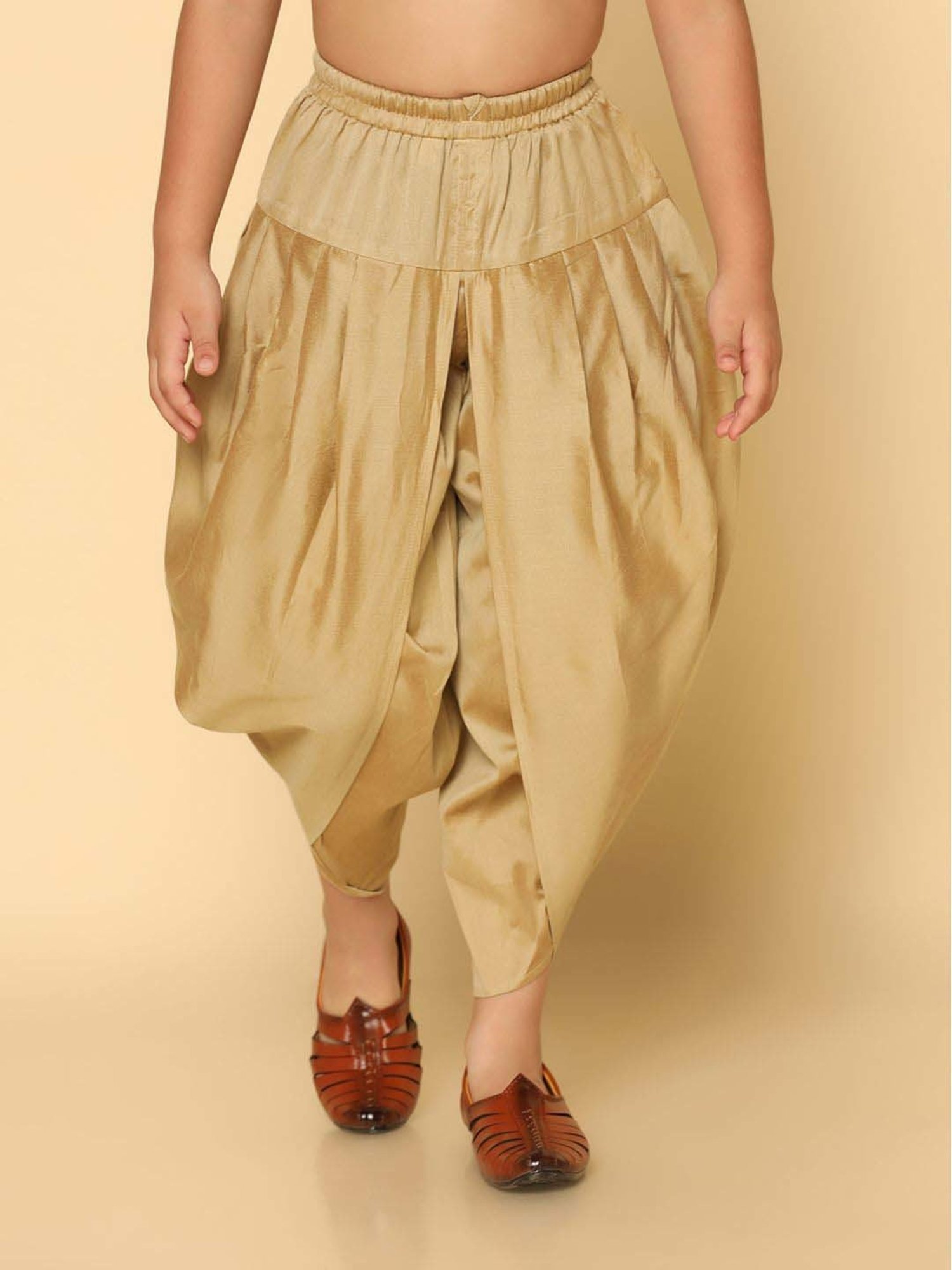 KISAH Kids Golden Cotton Regular Fit Dhoti Pants