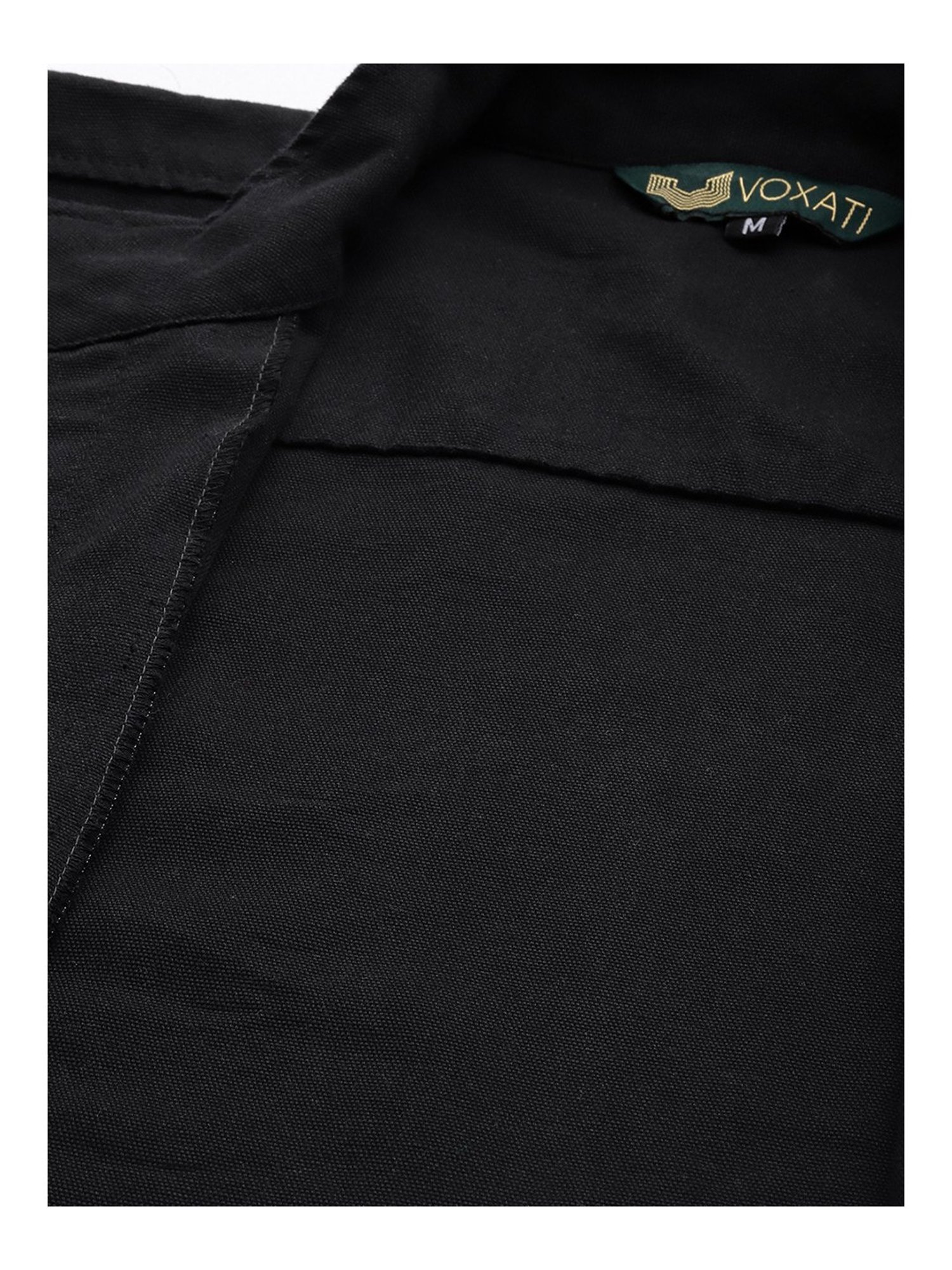 VOXATI Black Full Sleeves Mock Collar Denim Jacket