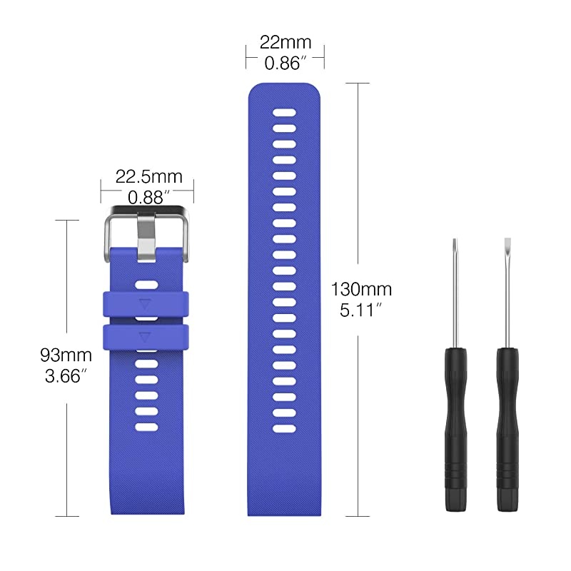 Compatible with Forerunner 35 Watch Band Soft Silicone Replacement Watch Band Sport Bracelet Strap with 6pcs Screws and 2pcs Screwdrivers for Forerunner 35 GPS Running Smart Watch Royal Blue
