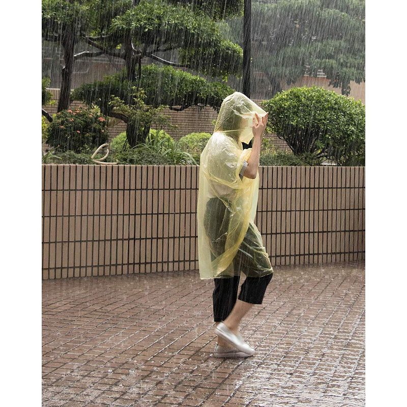 Juvale 48 Pack Adults Rain Ponchos with Hood, Disposable Emergency Raincoat, 4 Assorted Colors