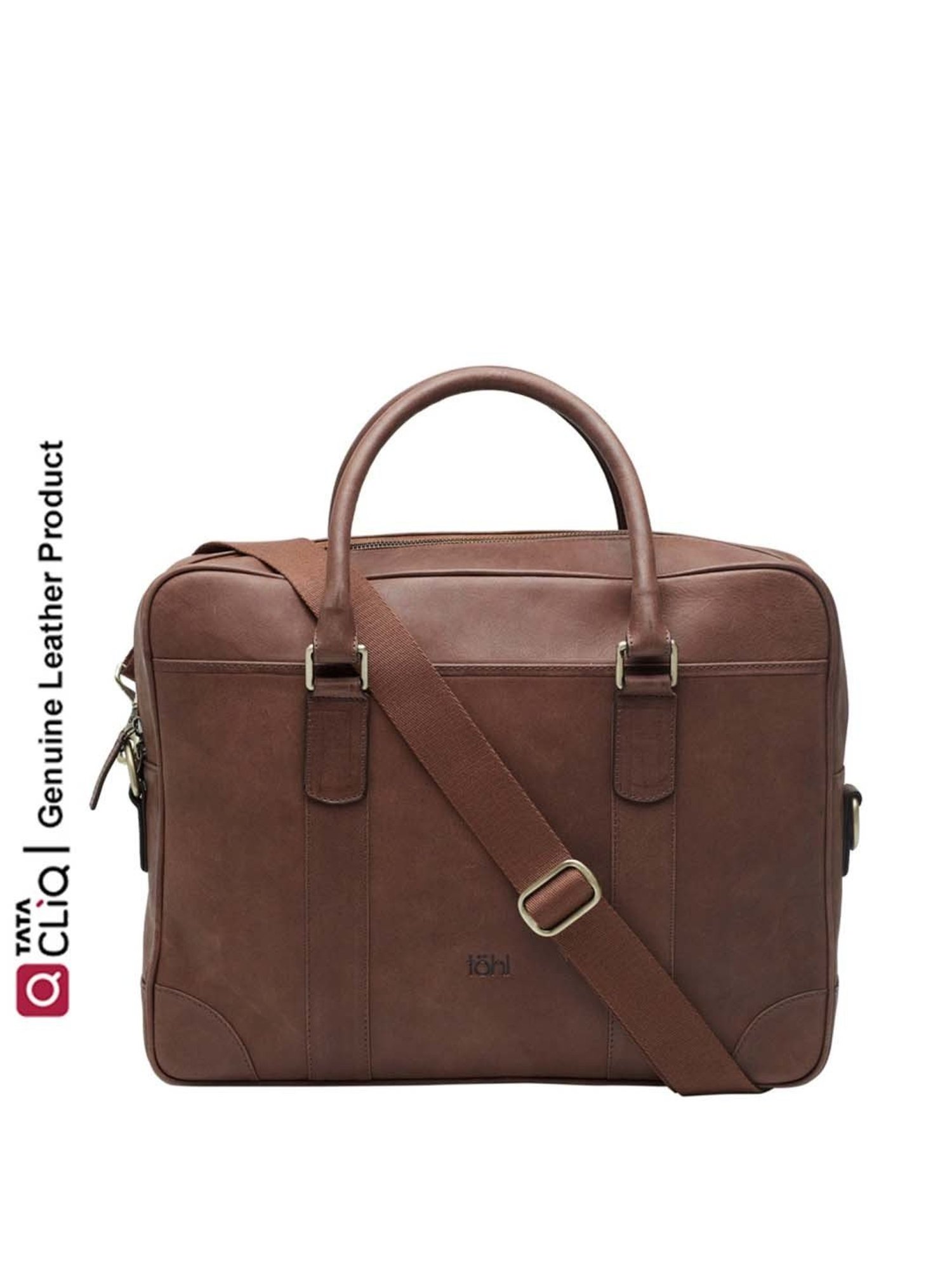 Tohl Zanon Tan Formal Leather Laptop Bag for Men