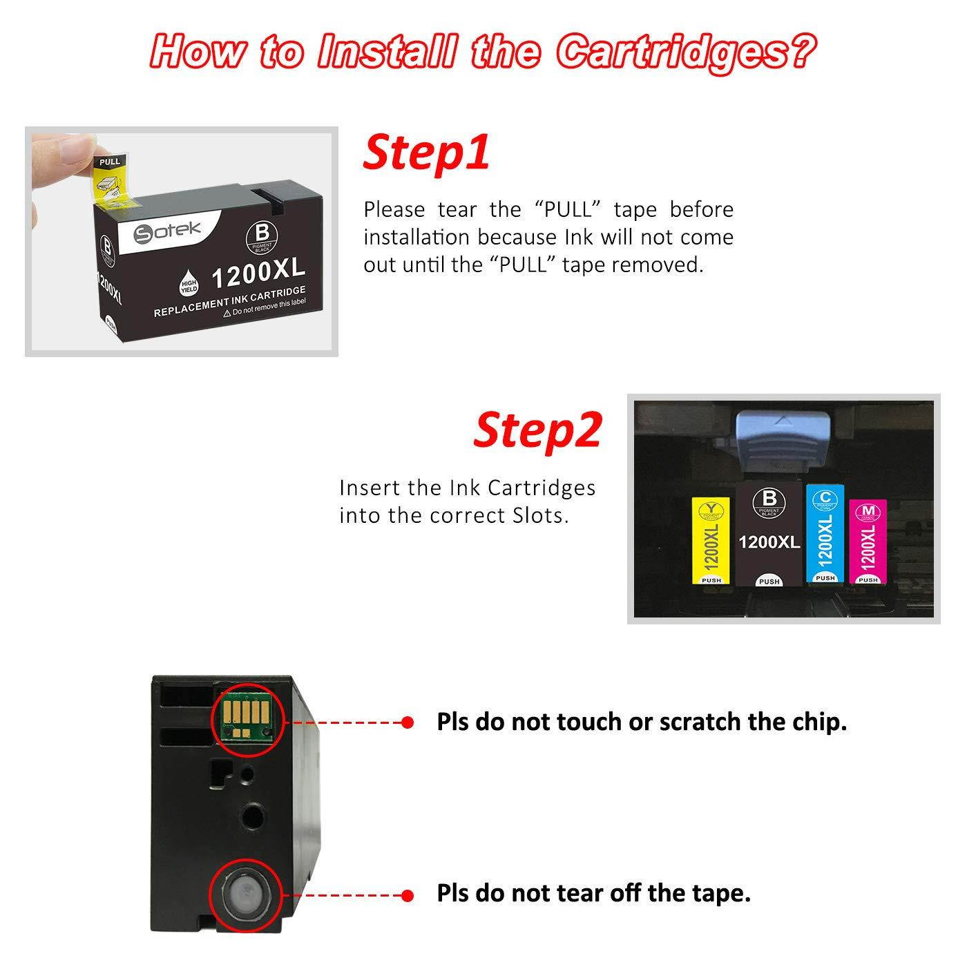 Sotek Compatible Ink Cartridge Replacement for PGI-1200XL Mixfy MB2320 MB2020 MB2050 MB2350 MB2120 MB2720 (BK/C/M/Y, 4-Pack)