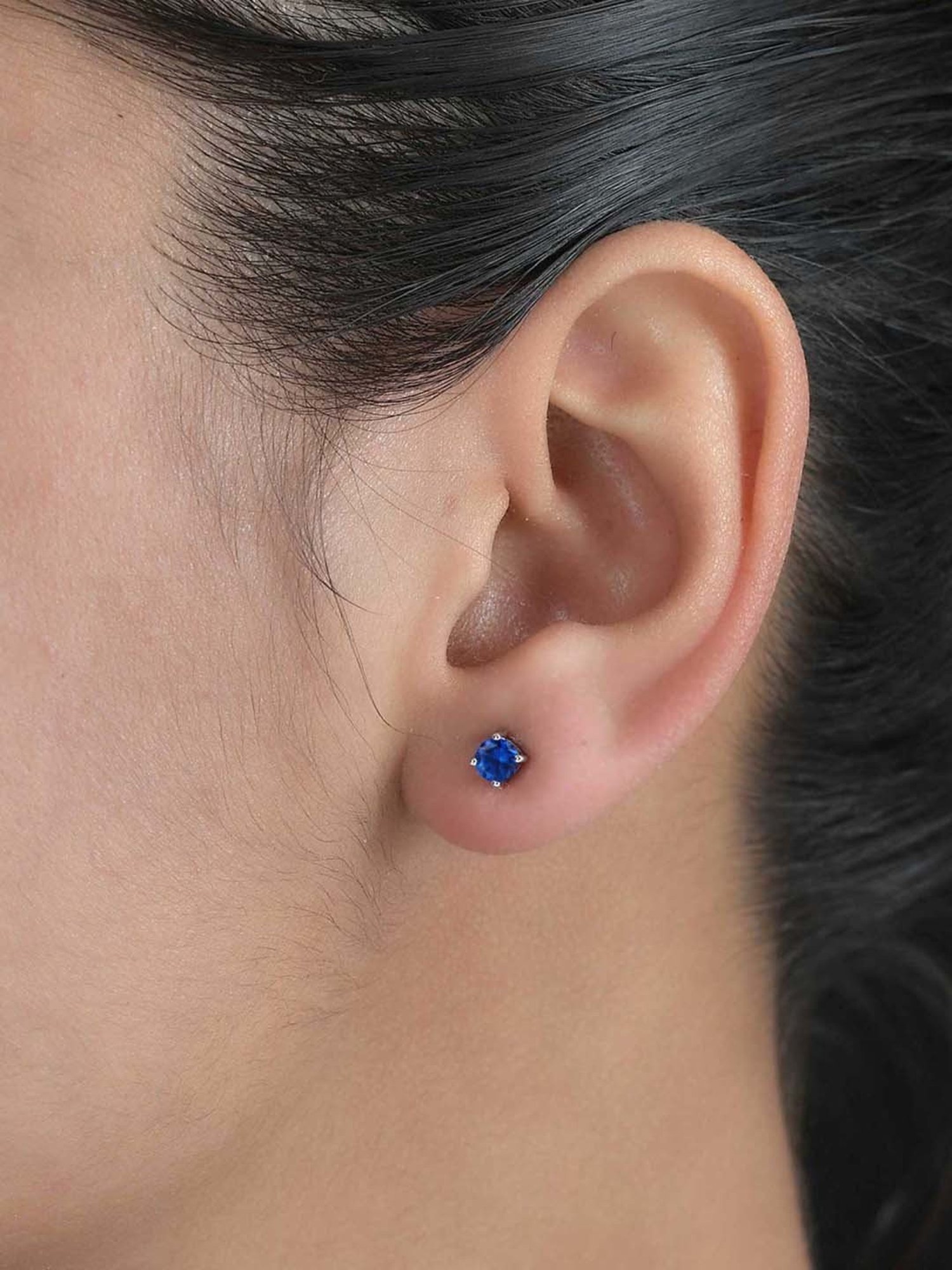 Ornate Jewels 92.5 Sterling Silver Blue Sapphire Stud Earrings for Women