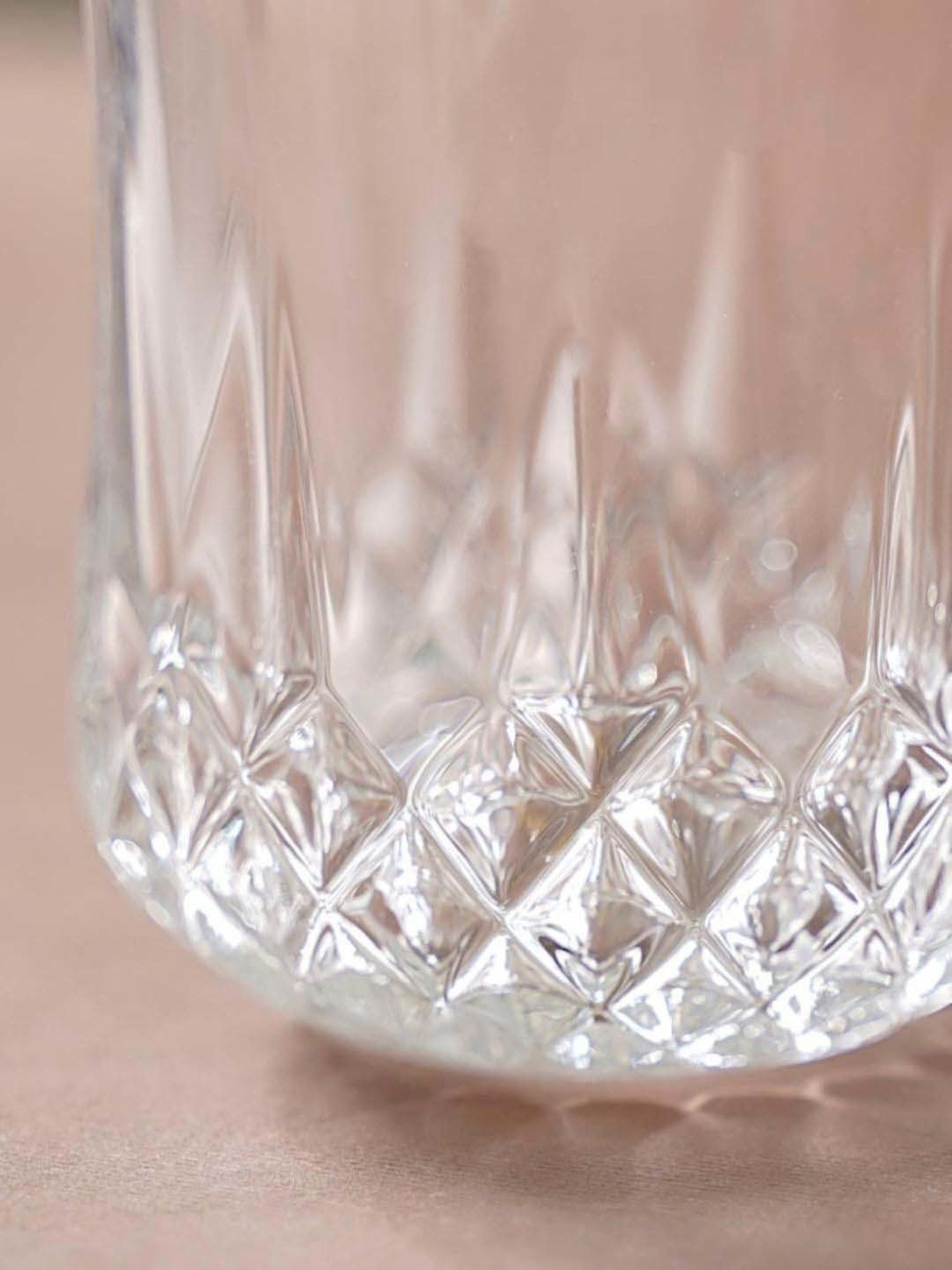 Nestasia Premium Quality Thick Walled Break Resistant Cut Glass Textured Glass Set Of 6, Each 200 ml