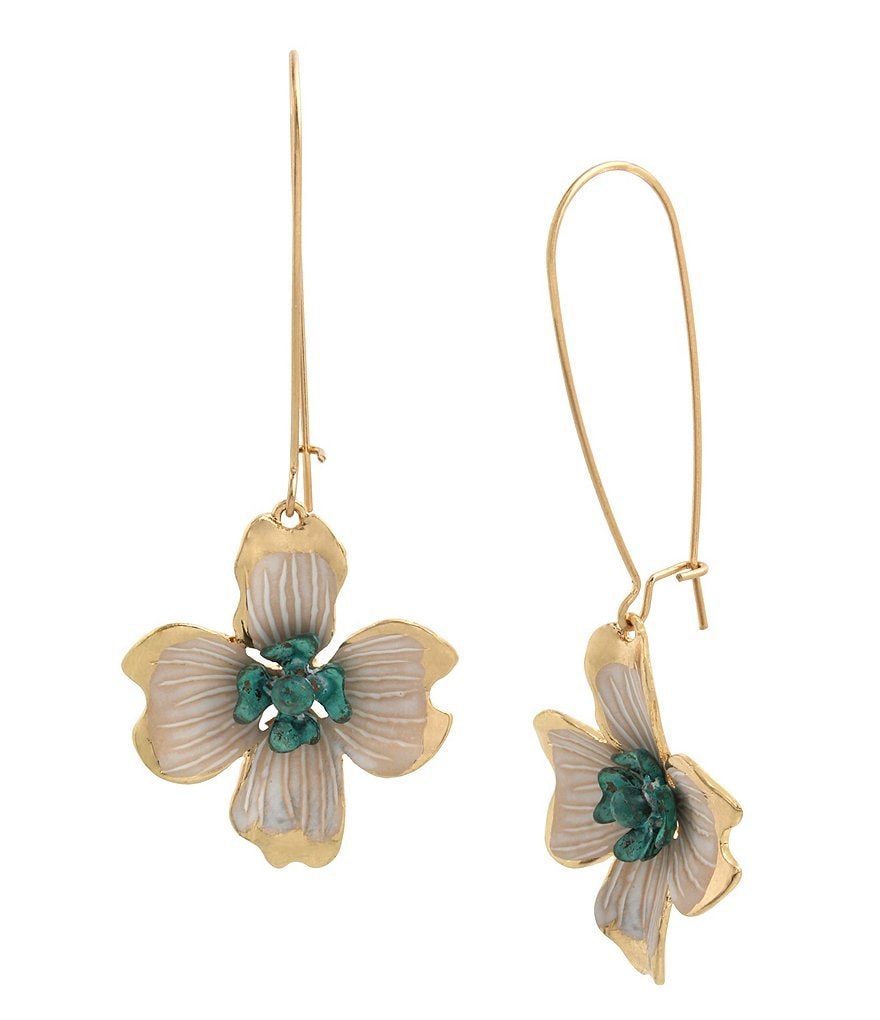 Robert Lee Morris Soho Patina Flower Dangle Earrings