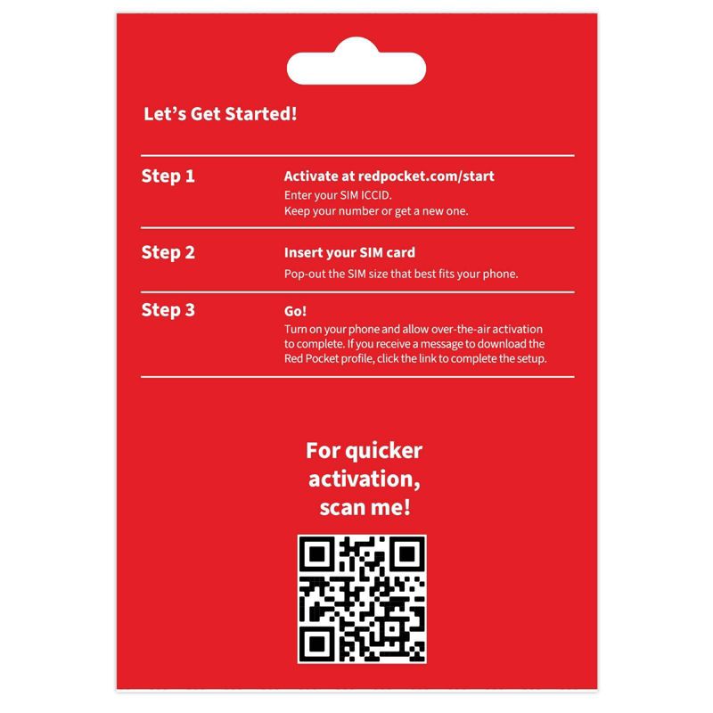 Red Pocket SIM Kit 1 Month Unlimited Talk Text and Data with (15GB) LTE