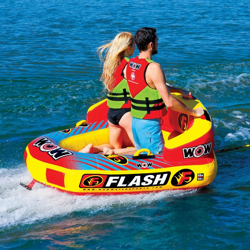 WOW Watersports 1-2 Rider Flash Towable with Secure Cockpit Seating and Hover Bottom Design