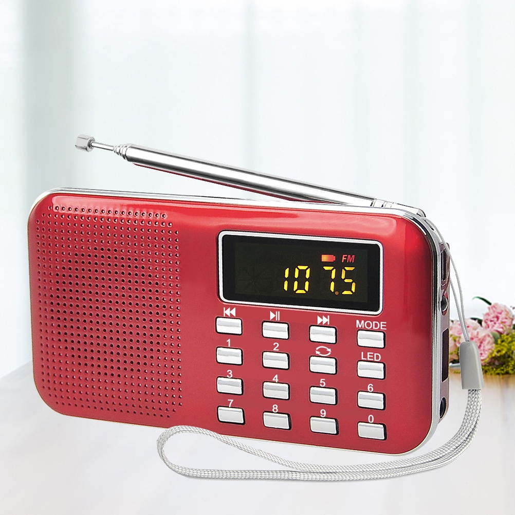 Ultra Thin Multi Purpose T-flash Card Mini Radio Speakers For The Elderly English Edition(Red)