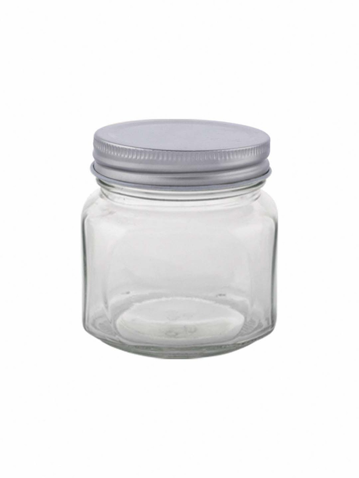 White Gold Transparent Glass Storage Jars (300 ml) - Set of 6