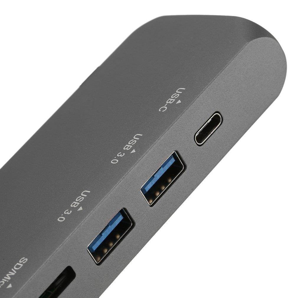 6-in-1 USB-C Dock USB 3.1 Type-c Multi-ports Hubs 4K Adapter with Hidden Cable