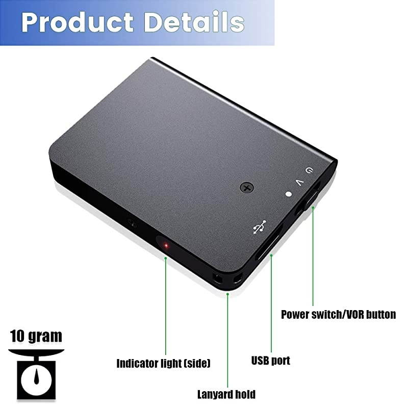 Mini Voice Recorder with Playback Voice Activated Recorder with USB Charge Portable Recording Device for Lectures Meetings Interviews Learning