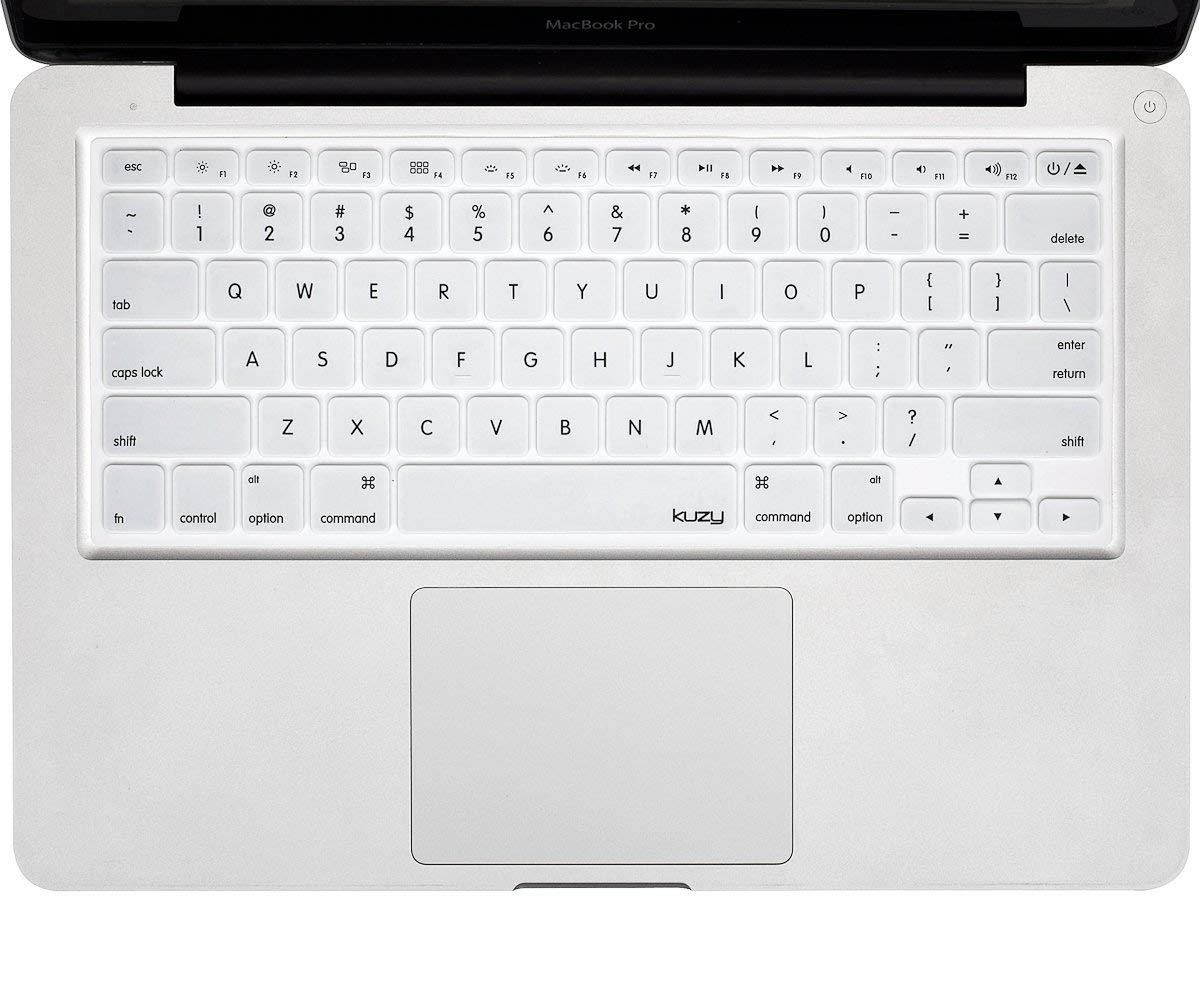 Kuzy Solid WHITE Keyboard Cover Silicone Skin for MacBook Pro 13" 15" 17" (with or w/out Retina Display) iMac and MacBook Air 13" - Solid White
