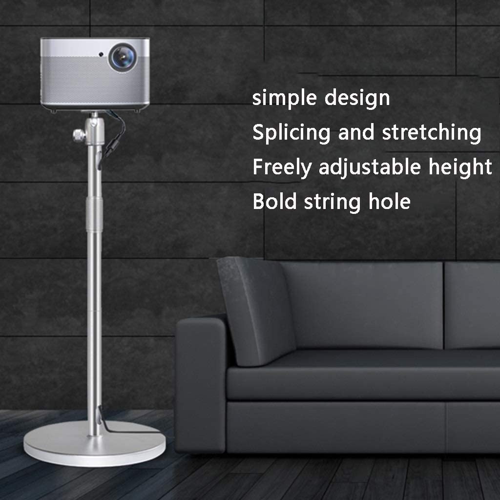 Floor Projector Stand Universal Projector Bracket 2+1 Splicing Structure Height Adjustable (33.5-59 Inches) Weighted Base 360&deg; Rotation in-Hole Routing 10kg Load (Color : Silver-95305cm)