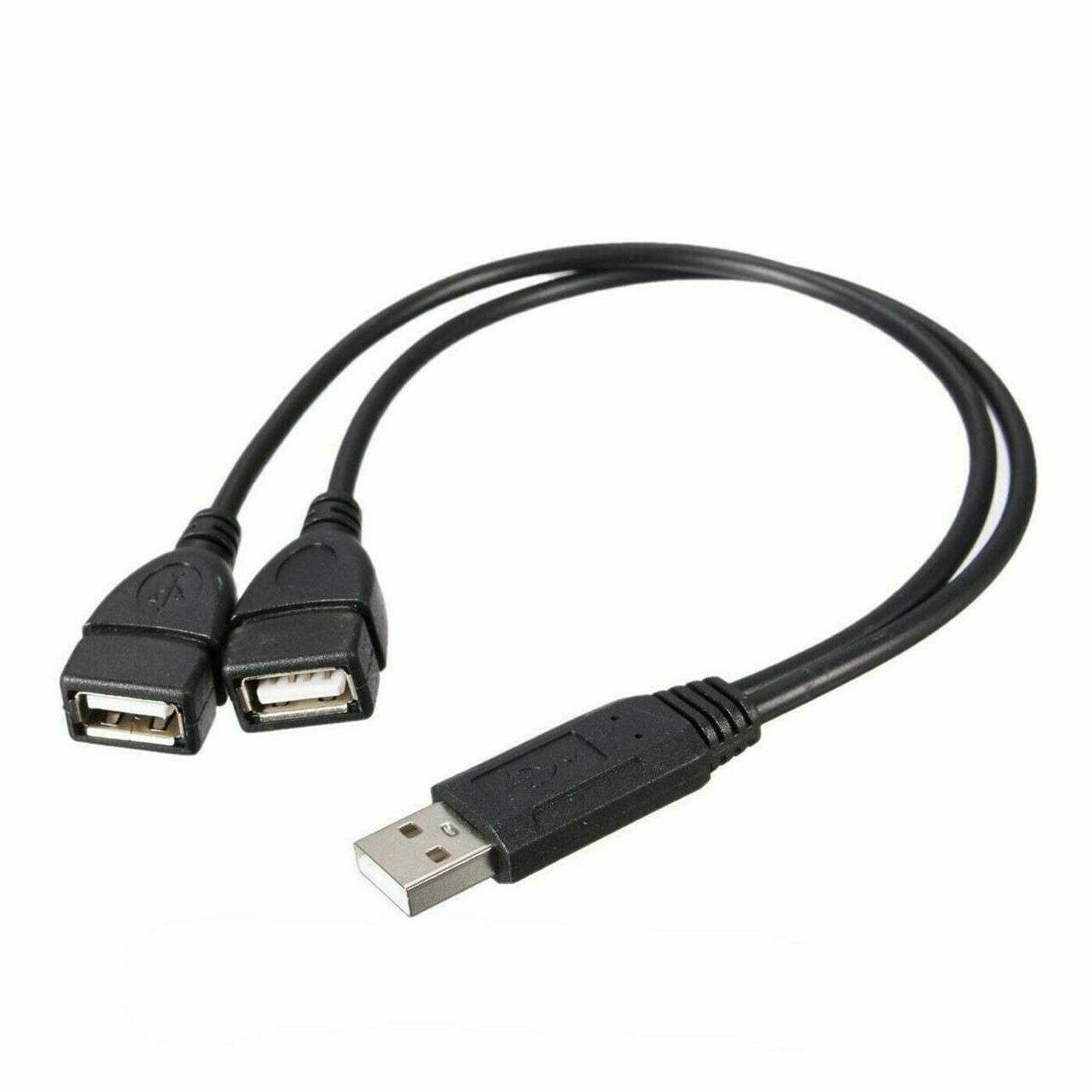USB 2.0 A Male To 2 Dual USB Female Jack Y Splitter Hub Power Cord Adapter Cable