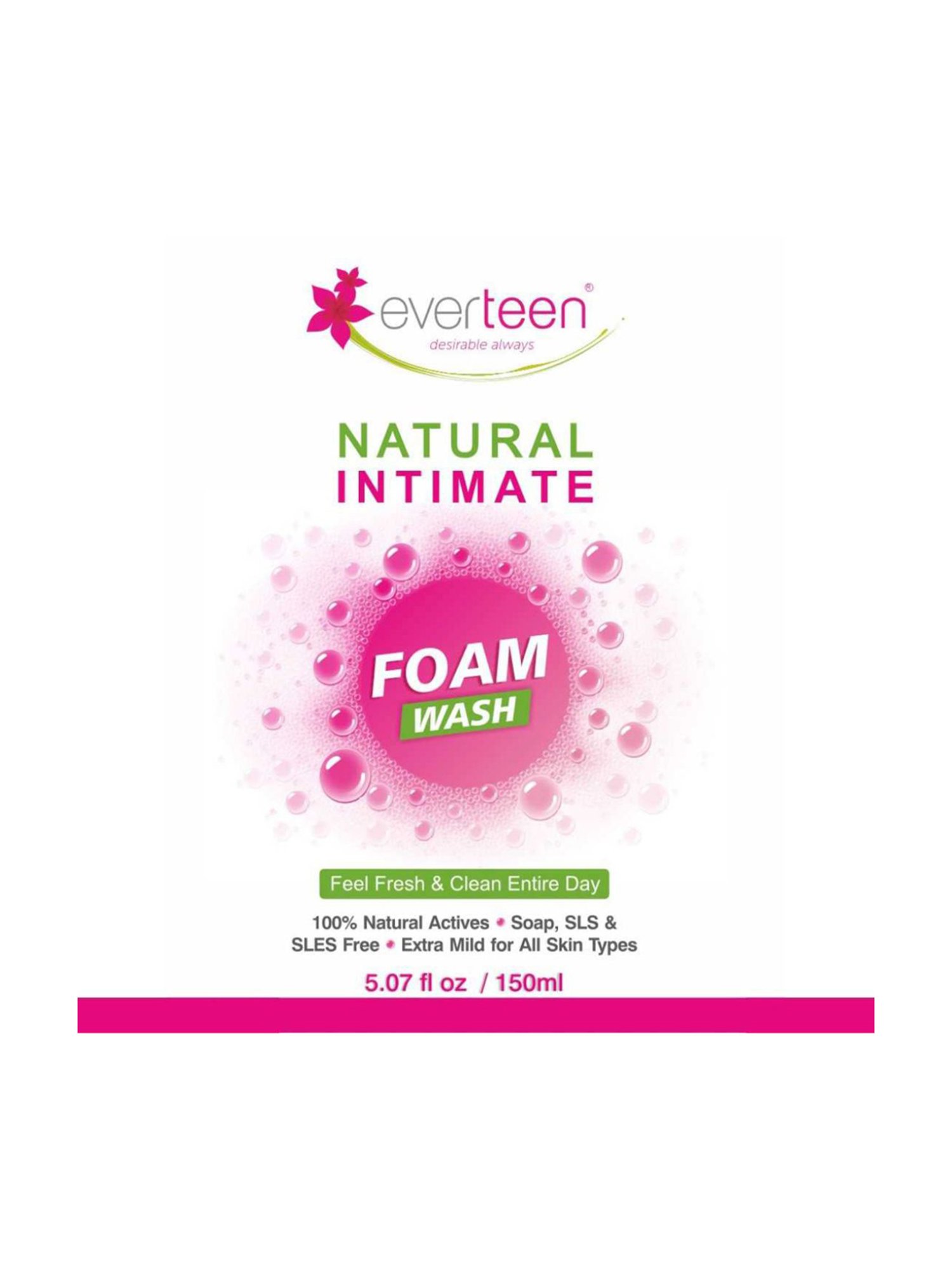 everteen Natural Intimate Foam Wash for Feminine Hygiene in Women - 1 Pack - 150 ml