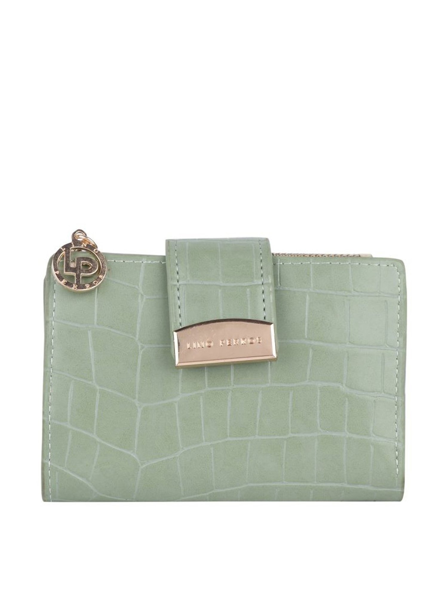 Lino Perros Green Textured Bi-Fold Wallet for Women