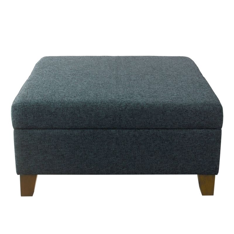 32" Luxury Square Storage Ottoman Textured Navy - HomePop