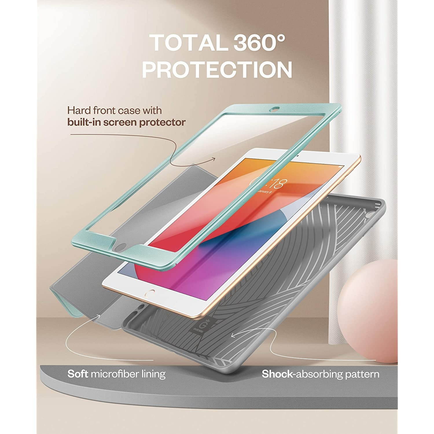 GVIEWIN Flower Case Bundle - Compatible with iPhone 11 6.1" & iPad 8th/7th Generation 10.2" Trifold Smart Case - (Windflower/White) (2 Items Bundle)