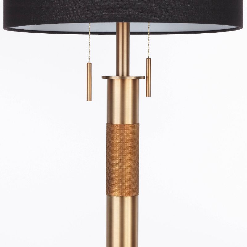 Trophy Industrial Floor Lamp with Linen Shade Black (Includes LED Light Bulb) - LumiSource