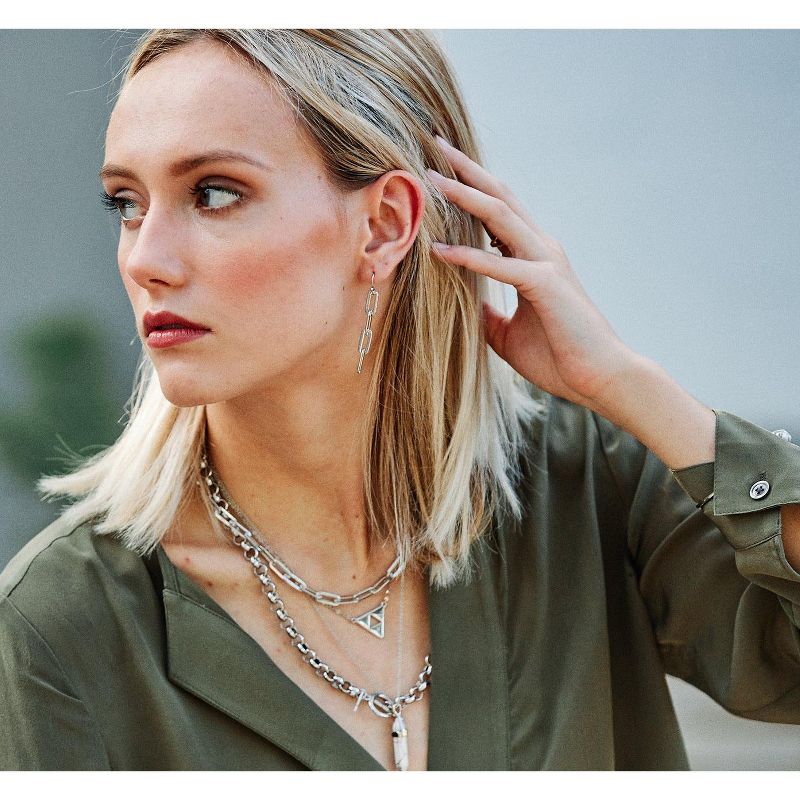 Sanctuary Project Flat Chain Drop Earrings Silver