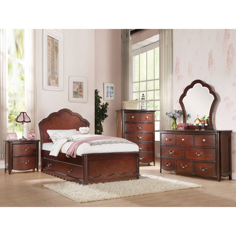 Twin Cecilie Kids' Bed with Panel Headboard Cherry - Acme Furniture